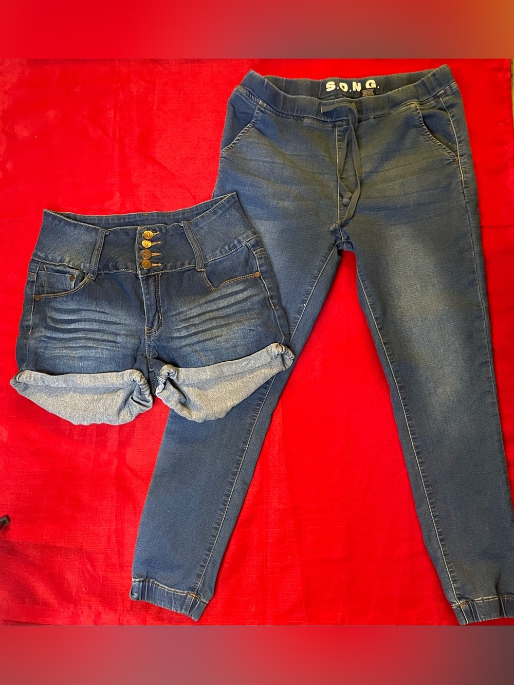 Dark Blue Women's Jeggings+shorts